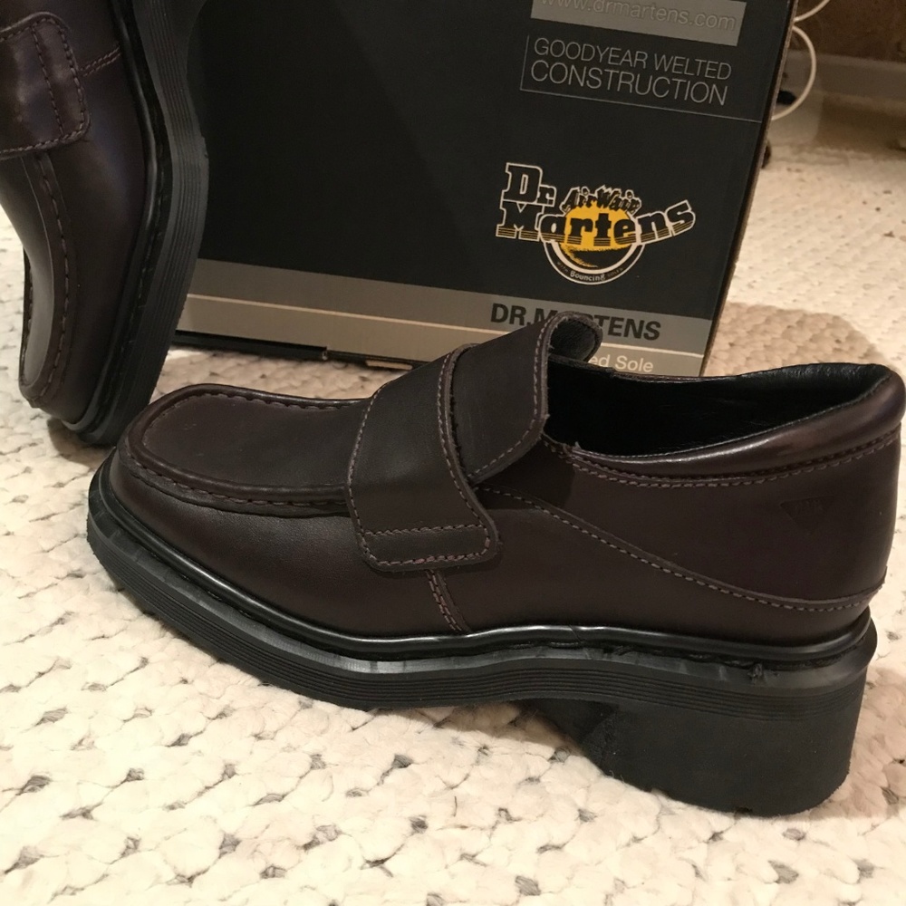 NEW! RARE DR MARTENS Wedges Loafer Shoes 8-8.5 HandMade in ENGLAND DOCS Espresso - Picture 5 of 10